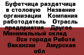 Буфетчица-раздатчица в столовую › Название организации ­ Компания-работодатель › Отрасль предприятия ­ Другое › Минимальный оклад ­ 17 000 - Все города Работа » Вакансии   . Амурская обл.